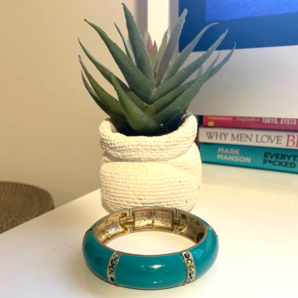 Vintage Blue Jeweled Bangle - Picture 3 of 7